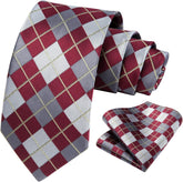 Ties for Men Silk Extra Long Tie and Pocket Square Classic Plaid Checkered 63 Inches Men'S Neckties Business